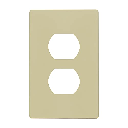 ENERLITES Screwless Duplex Wall Plate, Child Safe Receptacle Outlet Cover, Standard Size, 1-Gang 4.68" x 2.93", Unbreakable Polycarbonate Thermoplastic, UL Listed, SI8821-I, Glossy, Ivory - color: Ivory, size: Screwless