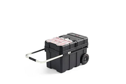 Keter Masterloader Resin Rolling Tool Box with Locking System and Removable Bins – Perfect Organization and Storage Chest for Power Drill, Tape Measure, and Screwdriver Set, Black - size: Masterloader