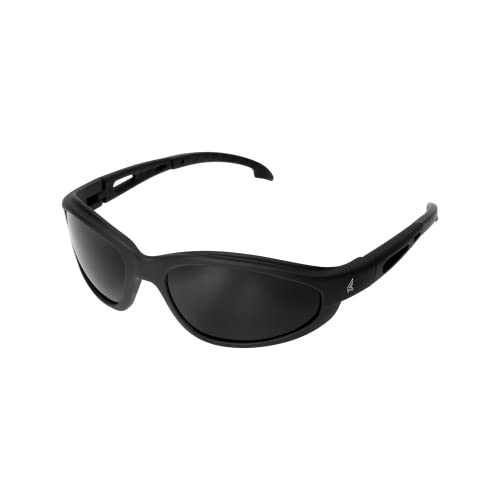 Edge TSM216 Dakura Polarized Wrap-Around Safety Glasses, Anti-Scratch, Non-Slip, UV 400, Military Grade, ANSI/ISEA & MCEPS Compliant, 5.04" Wide, Matte Black Frame / Smoke Lens - color: Smoke