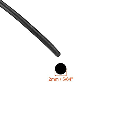 uxcell Nitrile Rubber Round Seal Strip, 2mm(5/64") Diameter 6 Meters (19.69Ft) Long Hard Solid Rubber Weather Stripping for DIY Gasket, Industrial Equipment, and Furniture - size: 2mmx6m