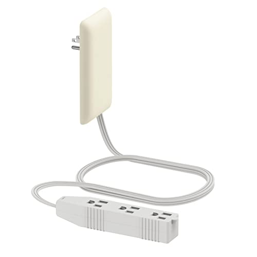 LIDER Flat-Face Outlet Extender with 3 Receptacles, Ultra-Thin Wall Plate Plug with Cord Extender and 3-Outlet Power Strip, 3ft Cord, LWE3-315-LA, ETL-Listed, Light Almond - color: Light Almond, size: 1 Pack
