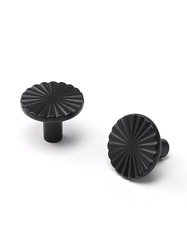 5 Pack Black Cabinet Knobs Matte Black Flat Drawer Pulls Kitchen Cupboard Bathroom Dresser Cabinet Hardware Handles Zinc Alloy - color: Black, size: Knob