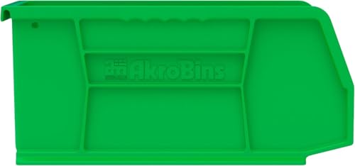 Akro-Mils 30230 AkroBins Plastic Storage Bins, Space-Saving Stackable Bins for Garage, Pantry, Craft Organization, 11" x 5" x 5", Green, 12-Pack - color: Green
