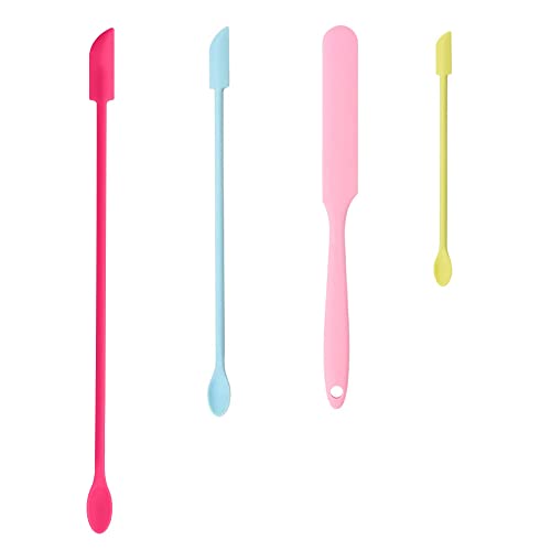 Small Beauty Spatula, 4 Pcs Mini Spatula for Cosmetics Lotion Makeup, Every Drop Tiny Spatula for Makeup and Kitchen Jar, Wax Waxing Body Hair Removal - color: H-25357