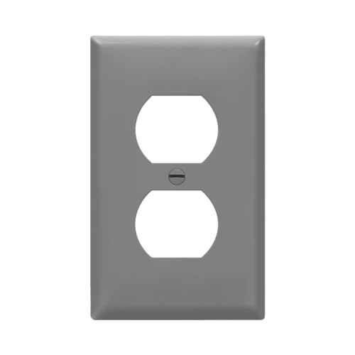 ENERLITES Duplex Receptacle Outlet Wall Plate, 1-Gang 4.50" x 2.76", Unbreakable Polycarbonate Thermoplastic, UL Listed, 8821-GY, Gray, Standard Size - color: Gray, size: Standard Size