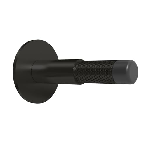 Mega Handles Knurled Baseboard Door Stopper - Heavy Duty Door Stoppers for Bottom of Door, Zinc Alloy Door Stops with Rubber Tip - Matte Black - color: Matte Black