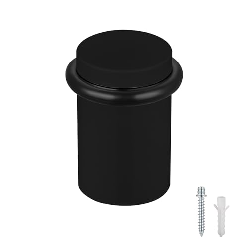 Floor Door Stopper Door Stop-Classy Solid Steel Modern Heavy Duty Door Stoppers -Floor Mount Anchor Screw-Wall Protector for Commercial Door(Black, 2.0 Inch) - color: Black, size: 2.0 Inch