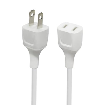 White Extension Cord 10FT (3m) Thin Flexible Light Duty for Indoor Use 625W 125V 5A 2 Prong Power Cable Plug Ideal for Heather, Humidifier, Holiday Lights, Lamps, Security Cameras, Appliance (1 Pack) - size: 10FT White (1 Pack)