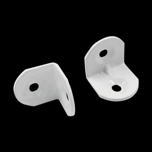 40 Pcs White Corner Brace L Bracket, 0.75 x 0.75 x 0.73”/ 20 x 20 x 18.5mm Iron Right Angle Brackets, Metal Joint Right Angle Bracket for Tables, Furniture, Shelves with Screws - style: 0.75" - 20mm