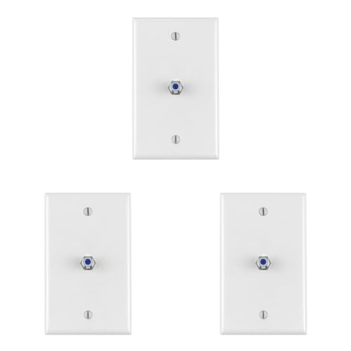 Leviton 40539-MW Midsize Video Wall Jack, F Connector, White (Pack of 3) - size: Midsize (Pack of 3)