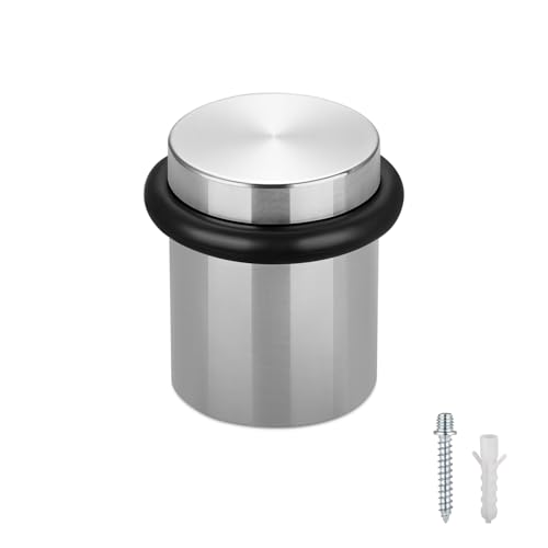 Floor Door Stopper Door Stop-Classy Solid Steel Modern Heavy Duty Door Stoppers -Floor Mount Anchor Screw-Wall Protector for Commercial Door(Stainless Steel Black, 1.5 Inch) - color: Stainless steel Black, size: 1.5 Inch