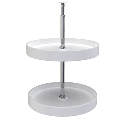 Rev-A-Shelf 18 Inch Dual Full-Circle Lazy Susan Organizer for Upper Corner Kitchen Cabinets, Plastic Home Storage 2 Tier Shelves, White, 6012-18-11-52
