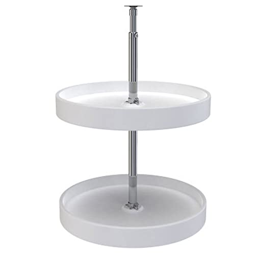 Rev-A-Shelf 18 Inch Dual Full-Circle Lazy Susan Organizer for Upper Corner Kitchen Cabinets, Plastic Home Storage 2 Tier Shelves, White, 6012-18-11-52