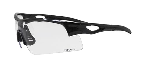 TITUS G20 All Sport Safety Glasses Shooting Eyewear Motorcycle Protection ANSI Z87+ Compliant - color: Black Frame - Clear Lens - With Pouch