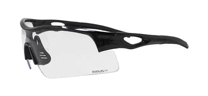TITUS G20 All Sport Safety Glasses Shooting Eyewear Motorcycle Protection ANSI Z87+ Compliant - color: Black Frame - Clear Lens - With Pouch