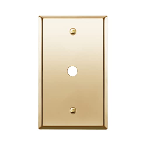 ENERLITES 0.406" Diameter Hole Phone Cable Metal Wall Plate, Stainless Steel Corrosion Resistant, Size 1-Gang 4.50" x 2.76", Stainless Steel 201, 7741-PB, Polished Brass, Gold - color: Polished Brass, size: 0.406"