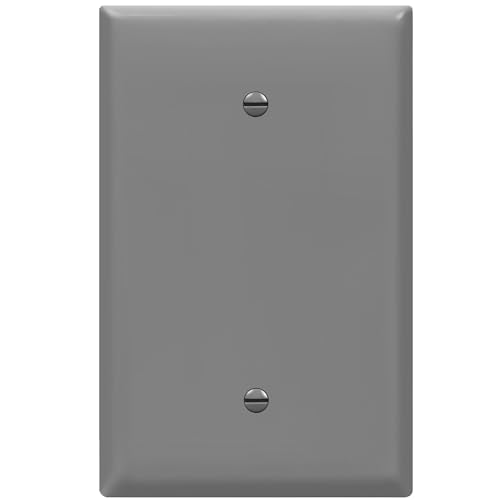 ENERLITES Blank Device Wall Plate, Jumbo Blank Cover, Gloss Finish, Oversized 1-Gang 5.5" x 3.5", Polycarbonate Thermoplastic, 8801O-GY, Gray - color: Gray, size: Over-Size