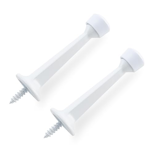 HOME MASTER HARDWARE 2-Pack Heavy Duty Solid Rigid Door Stop,3" Door Stopper with White Finish and Plastics Tip for Wall and Door Protection - color: White, size: 2 Pack