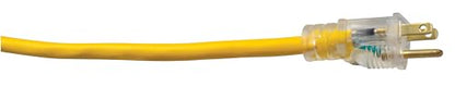 Southwire Heavy Duty Extension Cord, 100ft, 12 Gauge, 3 Conductor, General Purpose Cord, Lighted End, SJTW, Yellow, 4189SW8802