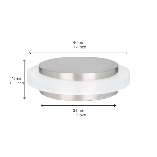 EVI Herrajes | Adhesive Door Stop | Ø1.75" X 0.55" | Stainless Steel Body | Matte Finish | White Natural Silicone Rubber | Mod. I-203X12BAM - color: Stainless Steel - White Rubber