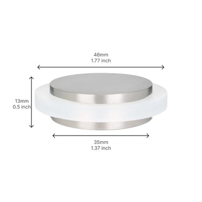 EVI Herrajes | Adhesive Door Stop | Ø1.75" X 0.55" | Stainless Steel Body | Matte Finish | White Natural Silicone Rubber | Mod. I-203X12BAM - color: Stainless Steel - White Rubber