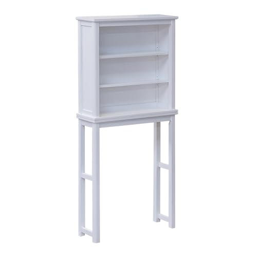 Alaterre Furniture Dorset Over-the-Toilet Storage Cabinet Set – Space-Saving Open Wall Cabinet with Adjustable Shelves, Zinc Metal Hinges, and Nylon Floor Levelers (White) - size: Toilet Shelf + Open Cabinet
