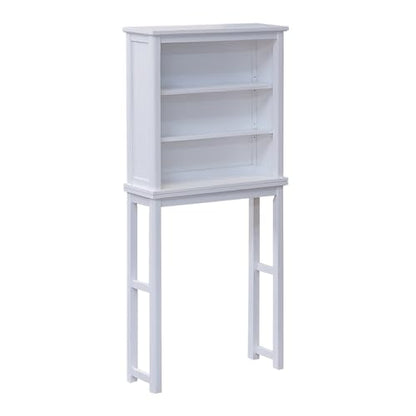 Alaterre Furniture Dorset Over-the-Toilet Storage Cabinet Set – Space-Saving Open Wall Cabinet with Adjustable Shelves, Zinc Metal Hinges, and Nylon Floor Levelers (White) - size: Toilet Shelf + Open Cabinet