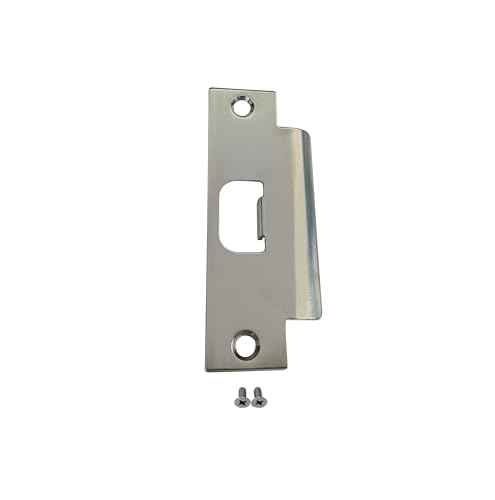QCAA Steel Extended Lip Door Strike Plate, Latch D Hole, with Lip, 4-7/8" x 1-1/4", Nickel, 1 Pack, Made in Taiwan