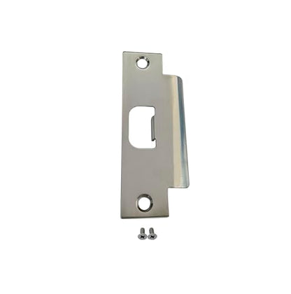 QCAA Steel Extended Lip Door Strike Plate, Latch D Hole, with Lip, 4-7/8" x 1-1/4", Nickel, 1 Pack, Made in Taiwan
