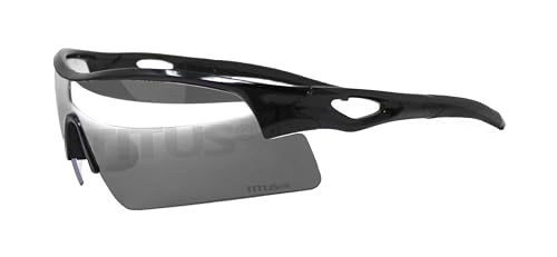 TITUS G20 All Sport Safety Glasses Shooting Eyewear Motorcycle Protection ANSI Z87+ Compliant - color: Black Frame - Mirror Lens - With Pouch