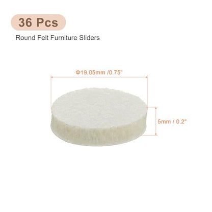 uxcell Furniture Pads, 36Pcs 0.75" - Round Self Adhesive Felt Furniture Pads, Floor Protectors for Furniture Feet Chairs Legs Hardwood Floors (Beige) - size: 0.75"