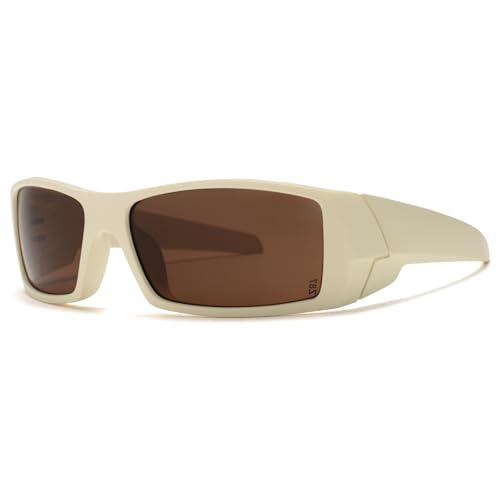 WISTON Z87 Sunglasses Wrap Around Sunglasses for Men Rectangular Safety Glasses UV400 for Sport Working 8231 - color: Matte Desert Tan/Brown
