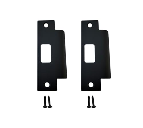QCAA Stainless Steel Extended Replacement Lock Strike Plate, Round Corner, 4-7/8" for Deadbolt, Matte Black, 2 Pack, Made in Taiwan - color: Matte Black, size: 2 Pack