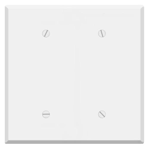 Oversized White Metal Outlet Covers, 2-Gang Blank Wall Plate, 5.5" x 5.50" Jumbo Blank Outlet Cover, Painted Metal, Corrosive Resistant, Matching Screws Included, Made in USA - color: White Metal, size: 2-Gang Blank
