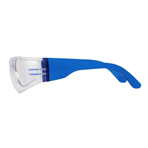 BISON LIFE Clear Safety Glasses – ANSI Z87.1 Scratch & Impact Resistant Wrap Around Eye Protection Goggles for Men & Women - color: Clear/Blue