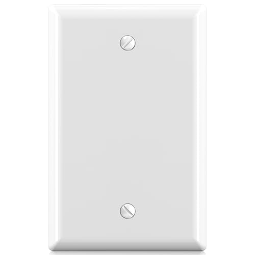 ELEGRP 1-Gang Blank Device Wall Plates, Mid-Size 4.88" H x 3.13" L Unbreakable Thermoplastic Blank Faceplate Cover for Unused Outlets/Switches, UL Listed (1 Pack, Glossy White) - color: White, size: 1 Pack