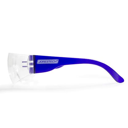 JORESTECH Safety Glasses, ANSI Z87+ Compliant, Impact-Resistant Polycarbonate Lenses, UV Protection, Anti-Scratch Coating, 12-Pack - color: Blue-clear