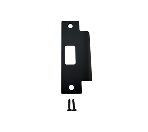 QCAA Stainless Steel Extended Replacement Lock Strike Plate, Round Corner, 4-7/8" for Deadbolt, Matte Black, 1 Pack, Made in Taiwan - color: Matte Black, size: 1 Pack