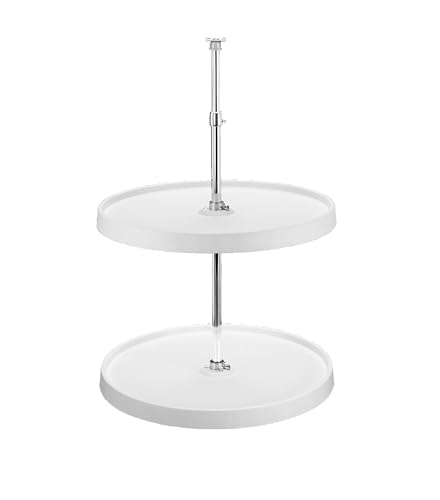 Rev-A-Shelf 18 Inch Dual Full-Circle Lazy Susan Organizer for Upper Corner Kitchen Cabinets, Plastic Home Storage 2 Tier Shelves, White, 6012-18-11-52