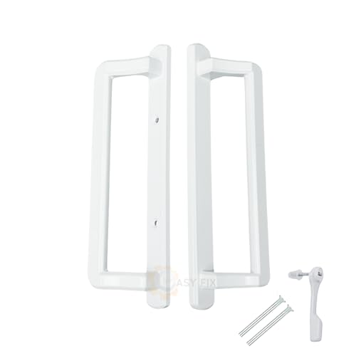 10" PGT Sliding Door Handle Set | Interior and Exterior Sliding Door Handle with 3-7/8" Hole Spacing | Handle Replacement for Patio Glass Door - Mortise Lock NOT Included (White) - color: White, style: Set