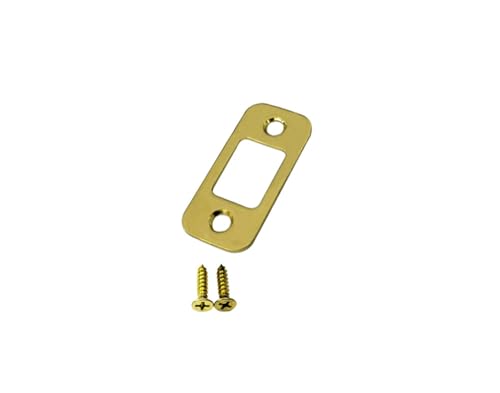 QCAA Solid Brass Deadbolt Strike Plate, Door Backplate, Round Corner, 1"x2-1/4", Polish Brass, 1 Pack, Made in Taiwan - color: Polished Brass, size: 1 Pack