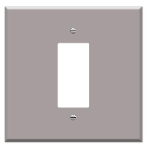 OVERSIZED Metal Switch Plate, 2 Gang Jumbo Decorator Cover Plate (for 1 Centered Device), Switch Cover for Rocker Switches, GFCI, Steel Painted Grey - UL Listed, 5.5" x 5.5" - Made in USA - color: Decorator - Grey