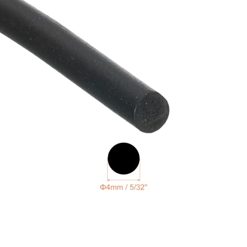 uxcell Nitrile Rubber Round Seal Strip, 4mm(5/32") Diameter 5 Meters (16.4Ft) Long Hard Solid Rubber Weather Stripping for DIY Gasket, Industrial Equipment, and Furniture - size: 4mmx5m