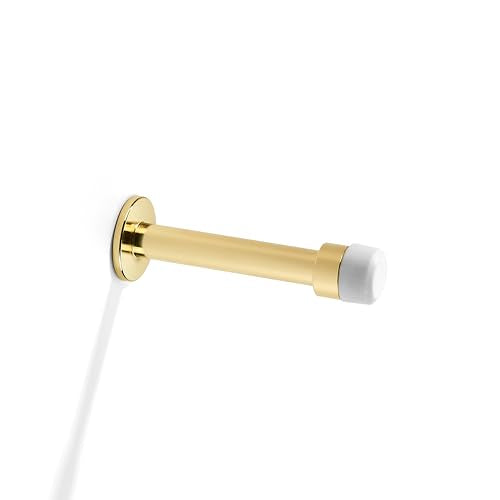 Khtumeware 3" Polished Gold Premium Door Stoppers,Metal Solid Rigid Door Stop 2 Pack, Sound Dampening Door Stop Bumper Wall Protetor,Polished Brass - color: Polished Gold