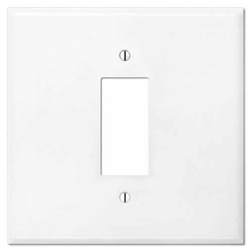 OVERSIZED JUMBO Metal Switch Plate, 2 Gang Decorator Cover Plate (for 1 Centered Device), Switch Cover for Rocker Switches, GFCI, Steel Painted White - UL Listed, 5.5" x 5.5" - Made in USA - color: Decorator - White