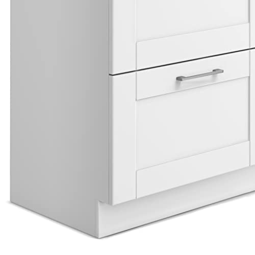 SIMPLIHOME Modern Wide Shaker All-in-One 46 inch Wide Utility Sink and Laundry Cabinet in Pure White Finish, Transitional Stainless Steel Sink Cabinet for Laundry Rooms with High-Arch Chrome Faucet - color: White, size: 46 inch
