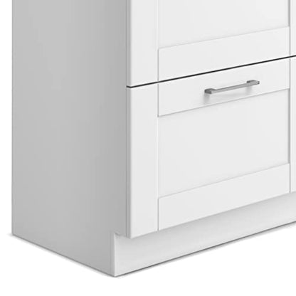 SIMPLIHOME Modern Wide Shaker All-in-One 46 inch Wide Utility Sink and Laundry Cabinet in Pure White Finish, Transitional Stainless Steel Sink Cabinet for Laundry Rooms with High-Arch Chrome Faucet - color: White, size: 46 inch