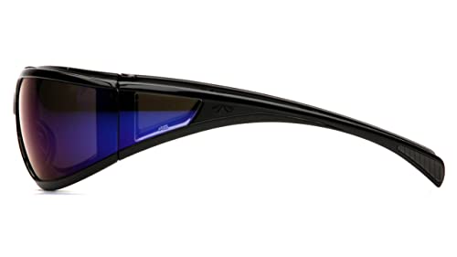 Pyramex Exeter Safety Eyewear - color: Glossy Black Frame/Blue Mirror Anti-fog Lens