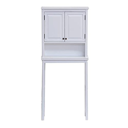 Alaterre Furniture Dorset Over-the-Toilet Storage Cabinet Set – Bathroom Organizer with Adjustable Shelf, Open Display Shelf, Zinc Hinges, and Nylon Floor Levelers (White) - size: Toilet Shelf + Cabinet