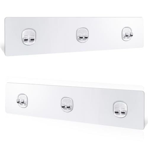 Strong Adhesive Shower Caddy Replacement, 2 Pack No Drill Adhesive Hooks for Bathroom & Kitchen, Holds 40lbs, Waterproof & Transparent Strips for Tile, Glass, Smooth Walls - color: 2 PCS